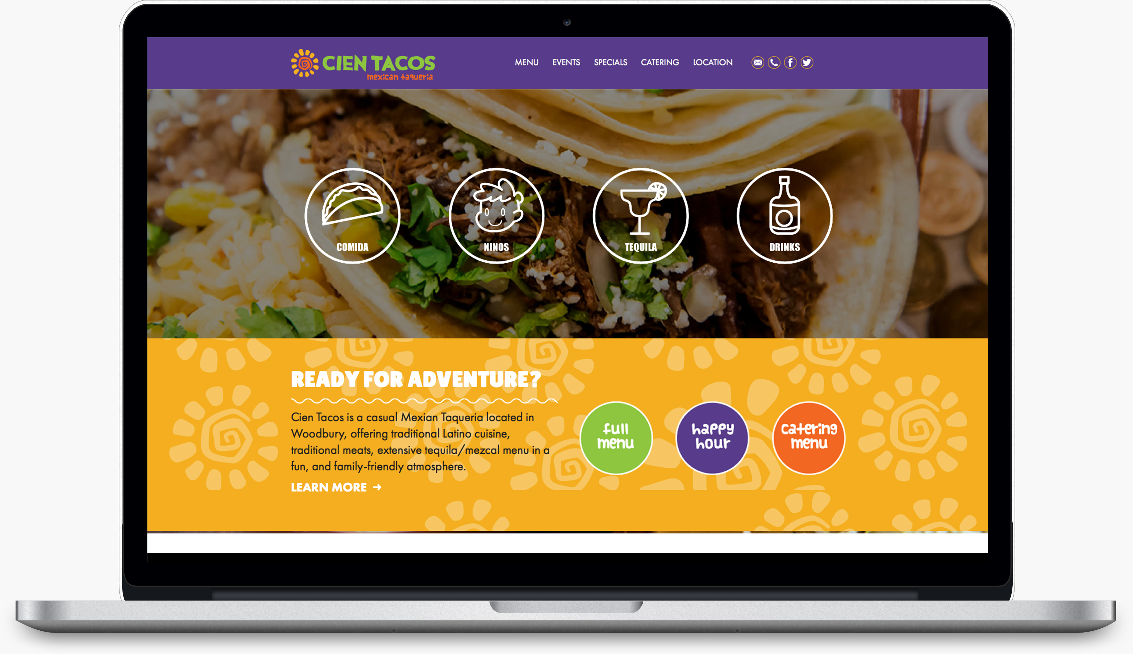 Cien Taco's website design by Dreambig Creative - Minneapolis, MN