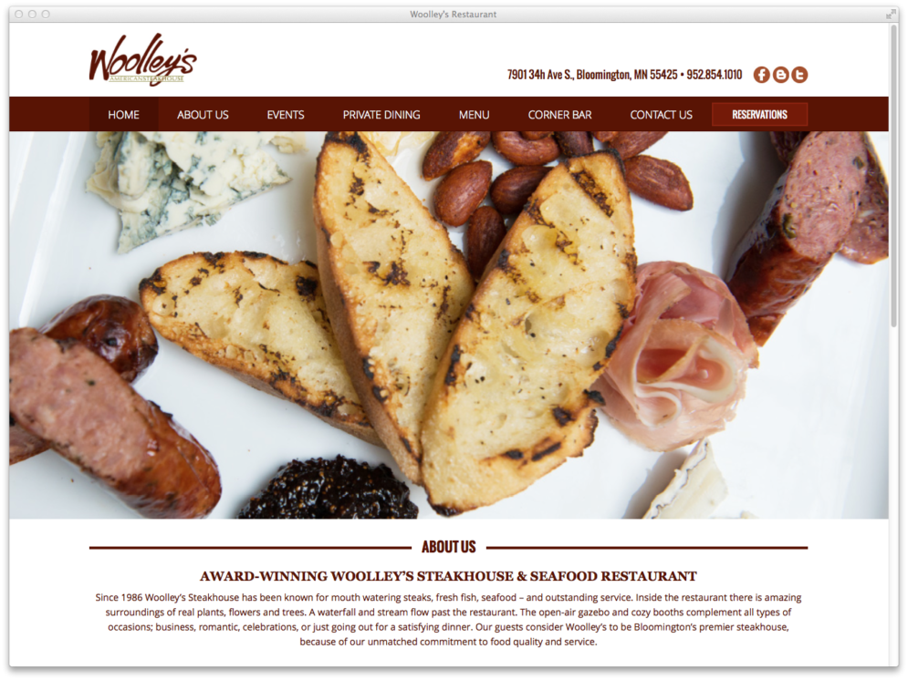 Woolleys Restaurant Website Redesign