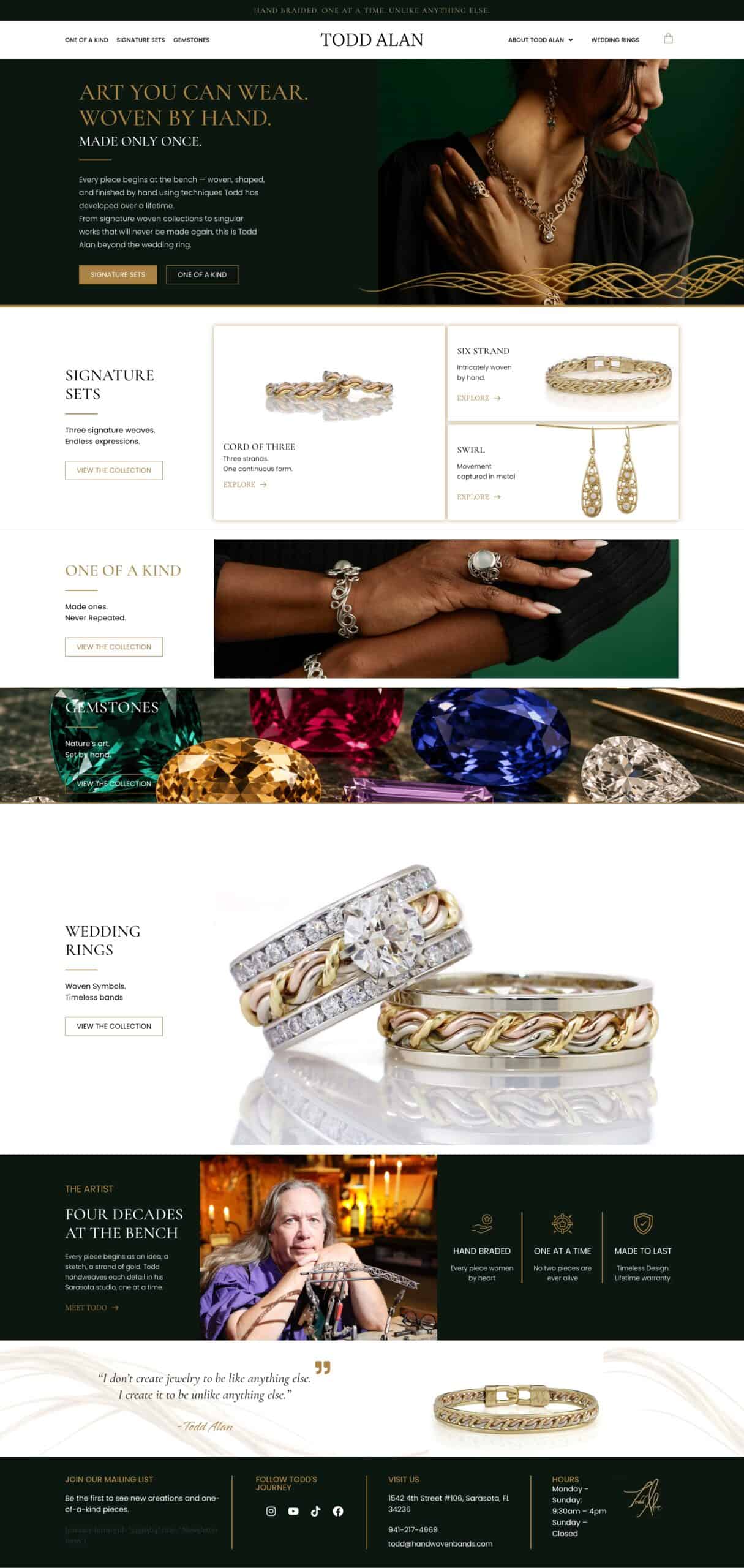 Todd Alan jewelry website homepage design