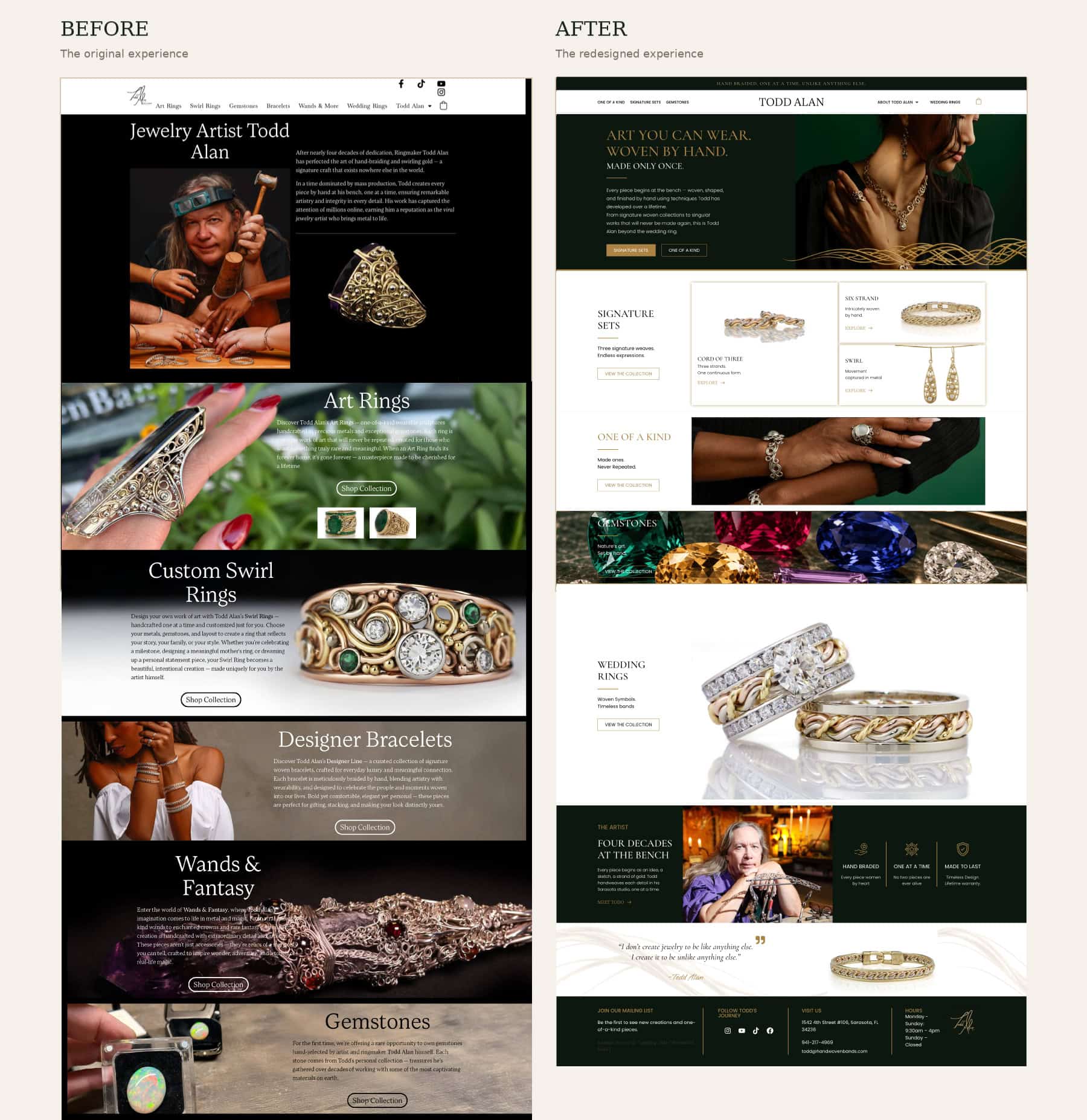 Todd Alan jewelry brand before and after redesign